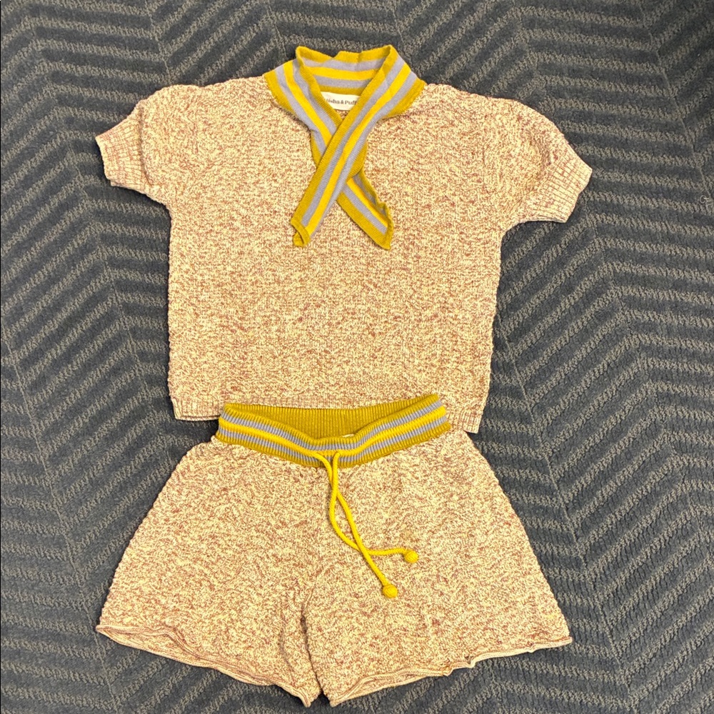 Misha And Puff Yellow and Brown Knit Set